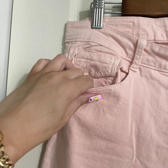 Zara Womens Pink Core Denim Trafaluc Collection Distressed Slim Jeans Size 8 - Picture 3 of 7